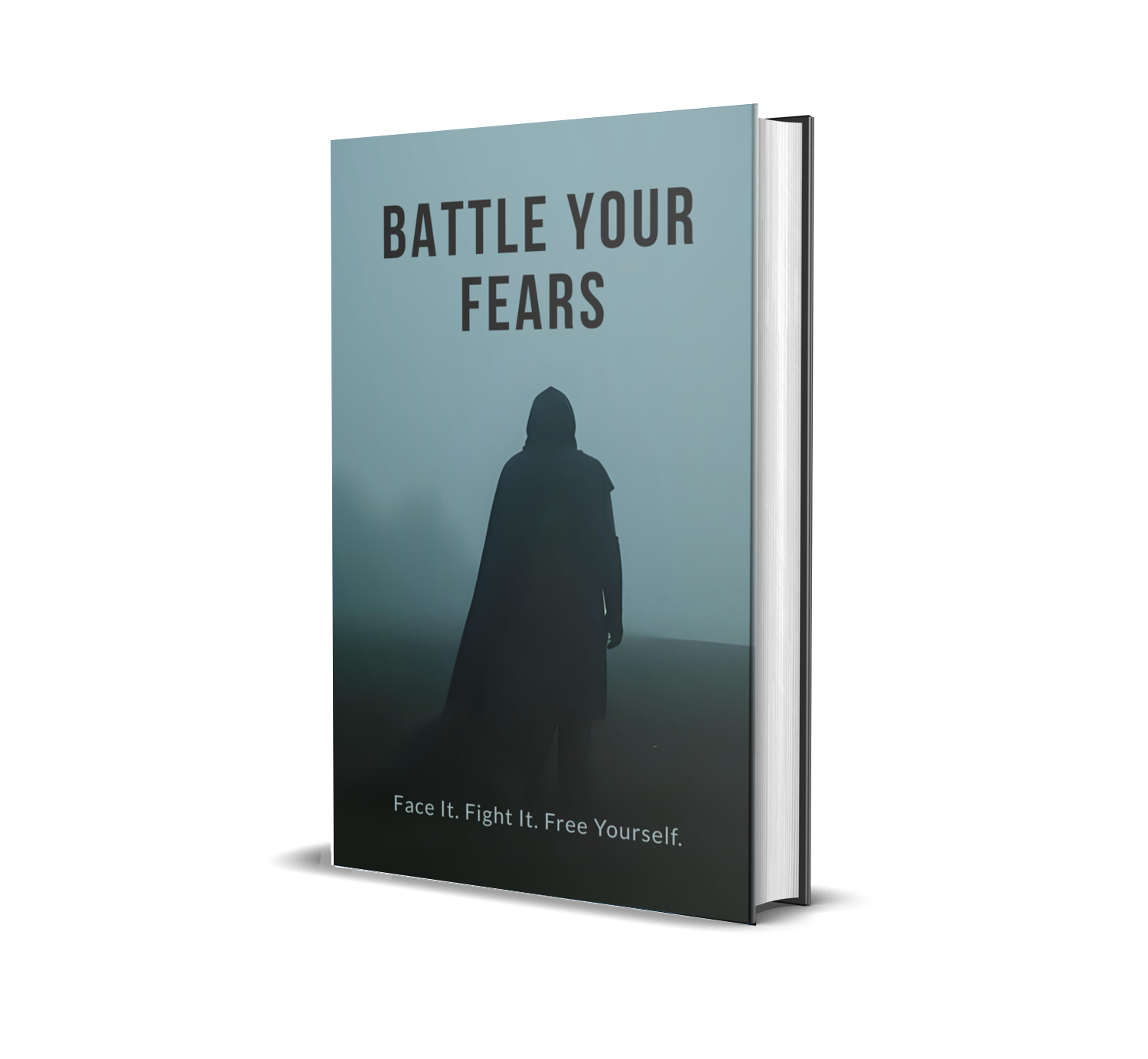eBook titled 'Battle Your Fears' with a silhouette of a person against a foggy background.
