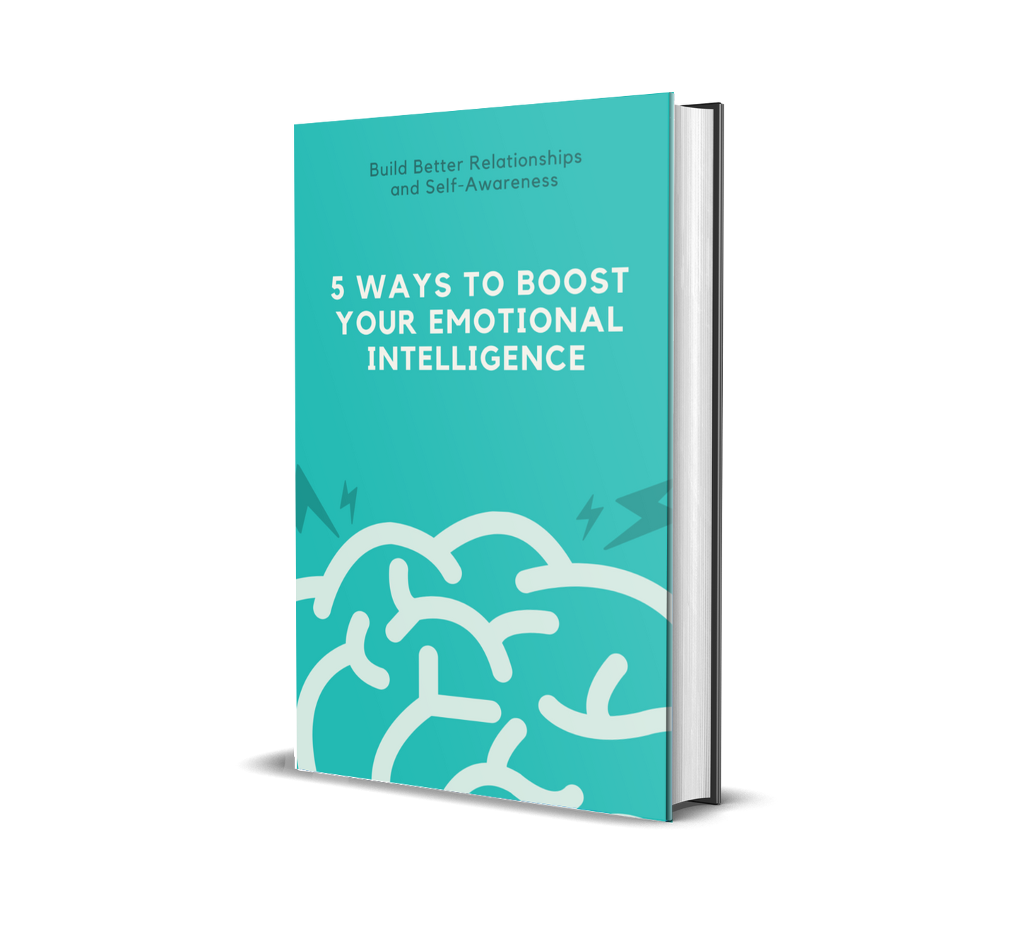 eBook titled '5 Ways to Boost Your Emotional Intelligence' with a brain on a white background.
