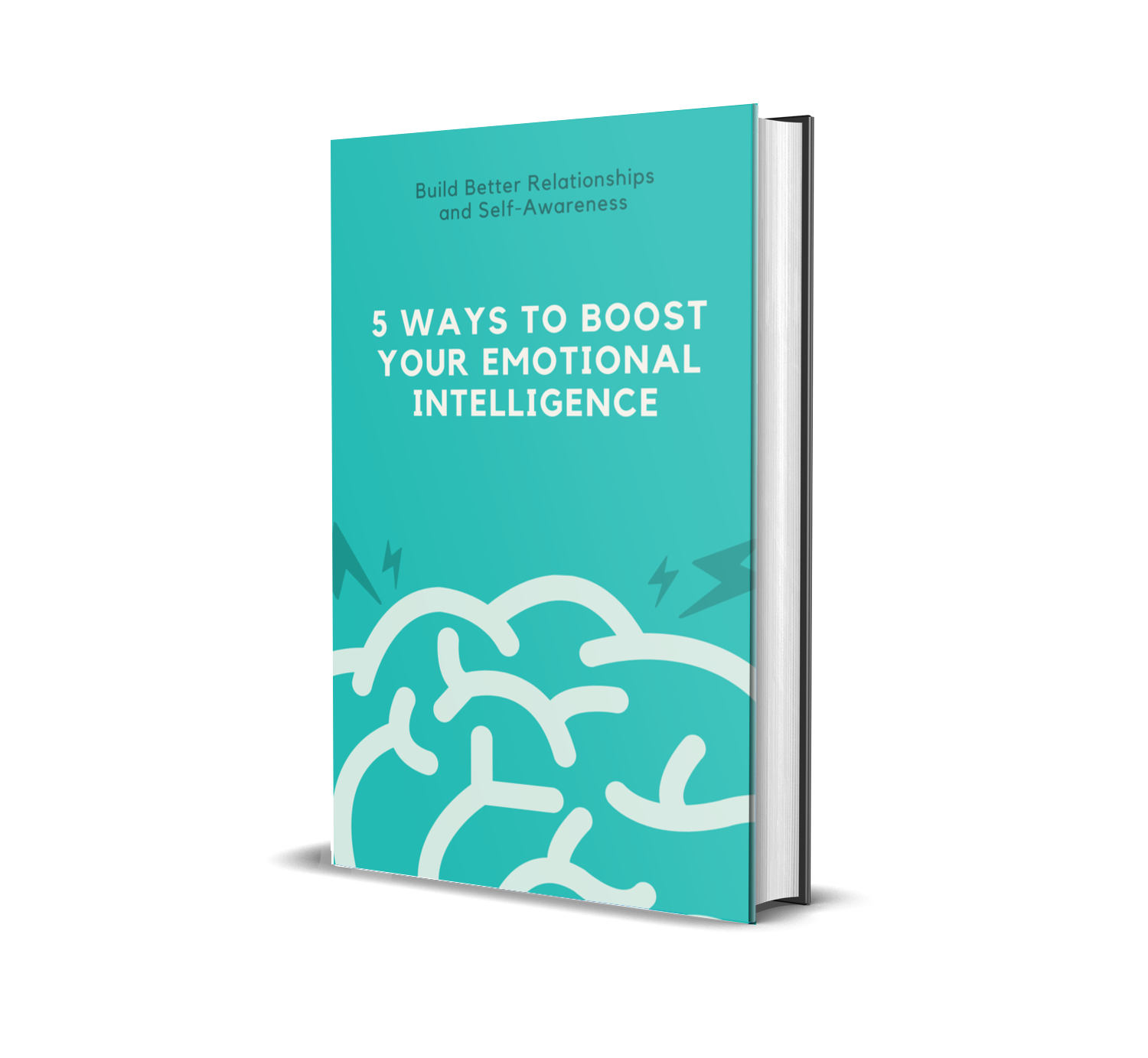 eBook titled '5 Ways to Boost Your Emotional Intelligence' with a brain on a white background.