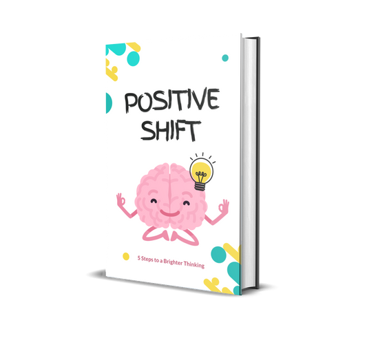 eBook titled 'Positive Shift' with a cartoon brain on a white background.