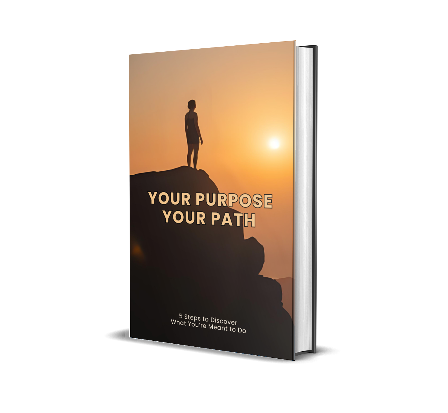 eBook titled 'Your Purpose Your Path' with a silhouette of a person on a mountain at sunset.